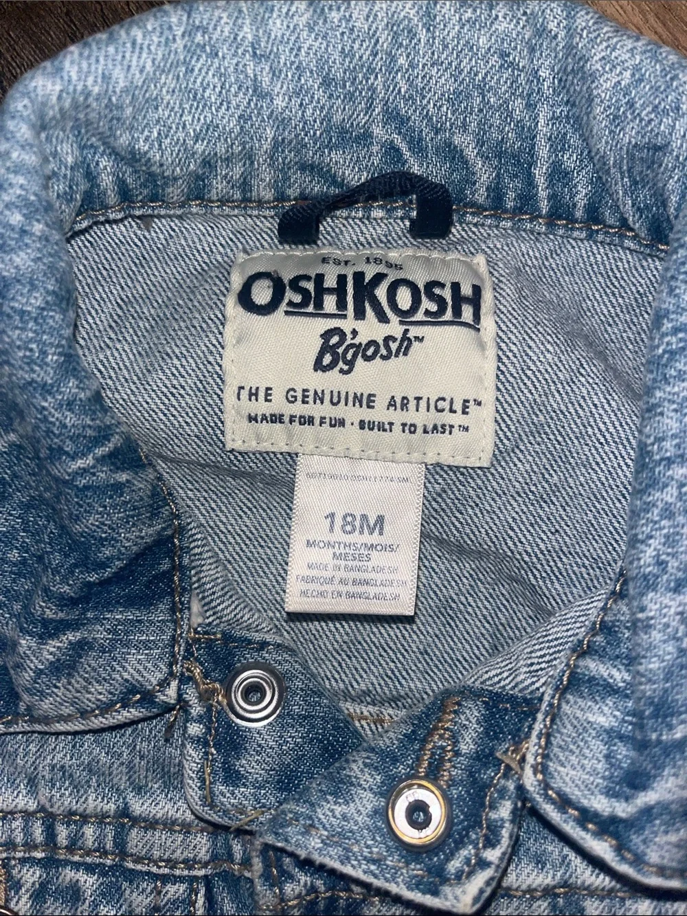 OshKosh B'gosh Light Blue Kids Denim Jacket with Button Front
